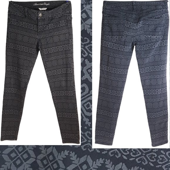 AE American Eagle Blue Pattern Super Stretch Jegging - Picture 9 of 9